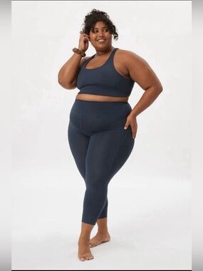 Girlfriend Collective Compressive High Rise Leggings & Sports Bra Set XXL Navy